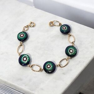 VTG colorful Bracelet Murano Venetian Millefiori Art Glass 12k Gold Filled